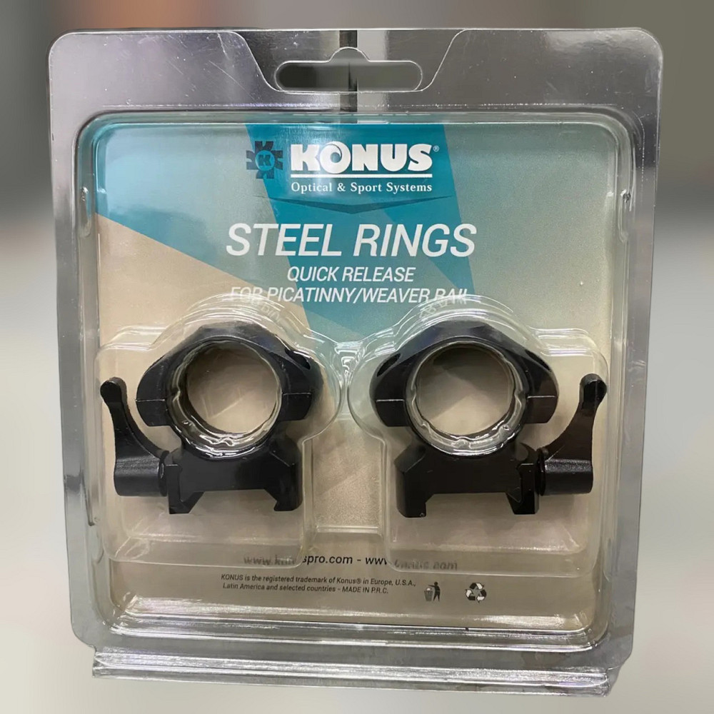 Крепление для прицела KONUS STEEL-QR – быстросъемные кольца 25.4 мм, высокие, на планку Пикатинни/Вивера Solmir Киев - изображение 1