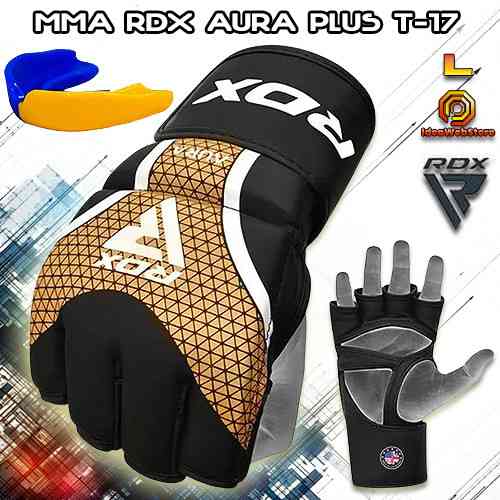 Рукавички для ММА змішаних єдиноборств рукопашного бою ММА RDX AURA PLUS T-17 Black Gold розмір L Київ