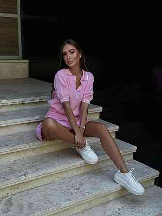 Женский стильный прогулочный костюм двойка: футболка поло + юбка вязка Одесса