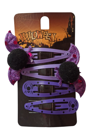 Набір 2 шпильки з притом павук та 2 шпильки з літаючою мишою для волос на Хелловін фіолетовий Київ