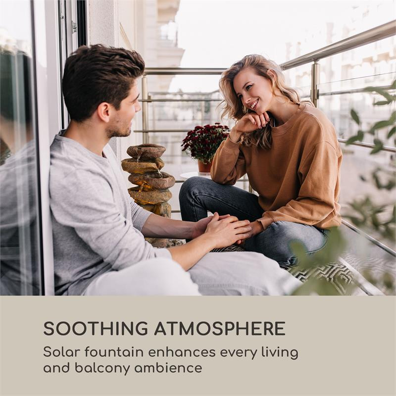 Сонячний фонтан Savona 2,8 Вт, полірезинина, акумулятор 5 год, світлодіоди, імітація каменю (Німеччина, читати Рівне - фото 6