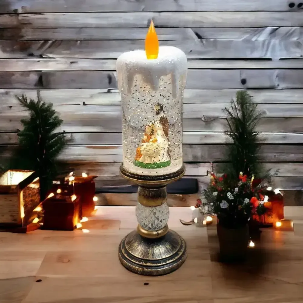 Hengda Санта Клаус новогодняя LED свеча со снегом, 25см, от батареек и USB Київ - фото 5