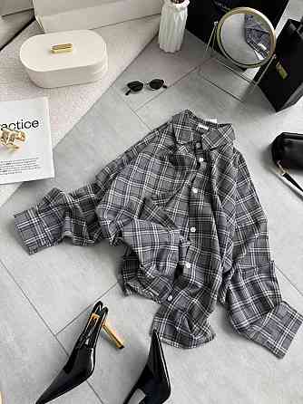 Женская трендовая оверсайз рубашка в клетку костюмный тиар Одесса