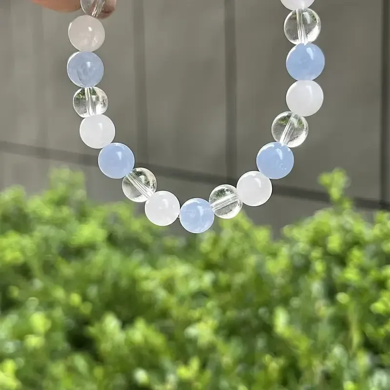 Браслет из ангелита, лунного камня и кварца – натуральные камни гармонии и защиты, 18,5 см Киев - изображение 6