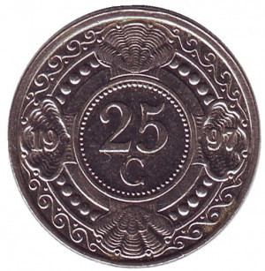 Квітка апельсинового дерева. Монета 25 центів. 1997,92,89,90,91,99 рік, Нідерландські Антильські ост Полтава - фото 1