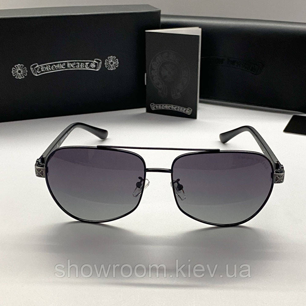Чоловічі сонцезахисні окуляри Chrome Hearts 5078 black Київ - фото 3