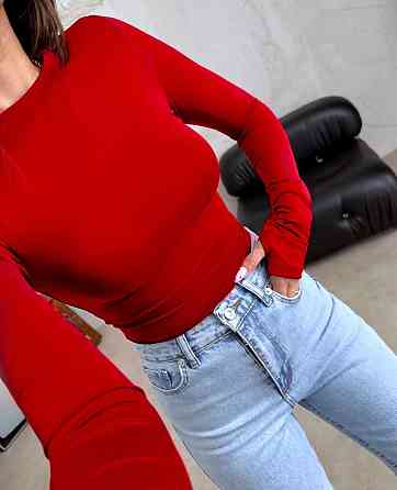 Жіночий повсякденний базовий лонгслів мікродайвінг Червоний Одеса