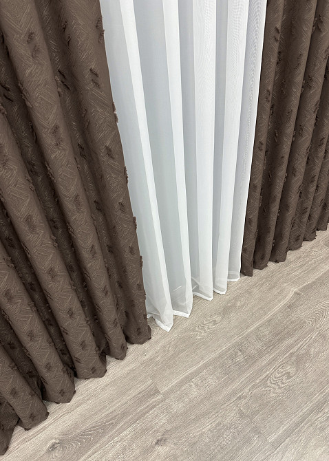 Шторная ткань Лен Букле цвет коричневый 1891ш Киев - изображение 6