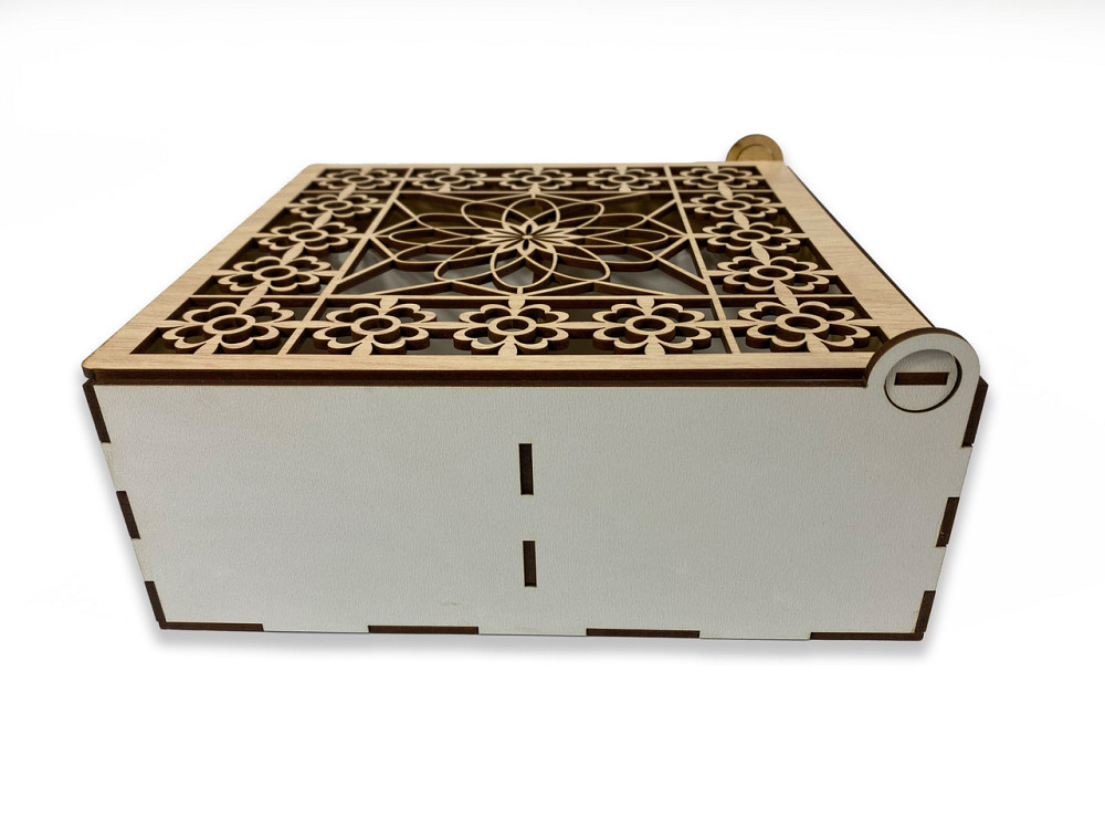 Ящик для чая TEA из натурального дерева с резьбой и перфорацией 22х22,5х7,5 см Каменец-Подольский - изображение 2