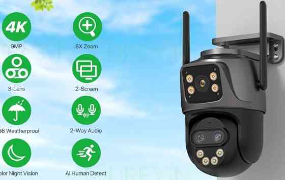 Камера видеонаблюдения с тремя объективами Киев