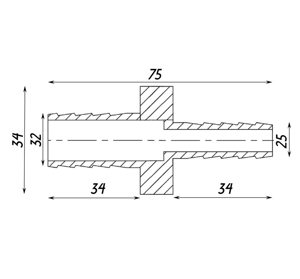 Трубка соединительная прямая редукционная никелированная 32мм х 25мм штампованная А05321А(нк) VA (000026840) Киев - изображение 2