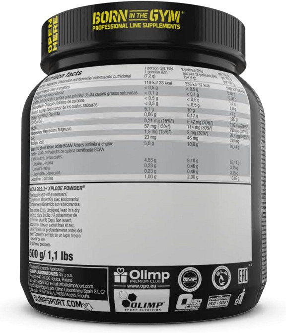 Амінокислоти Olimp BCAA 20:1:1 Xplode Powder 500 г, грейпфрут Луцьк - фото 2