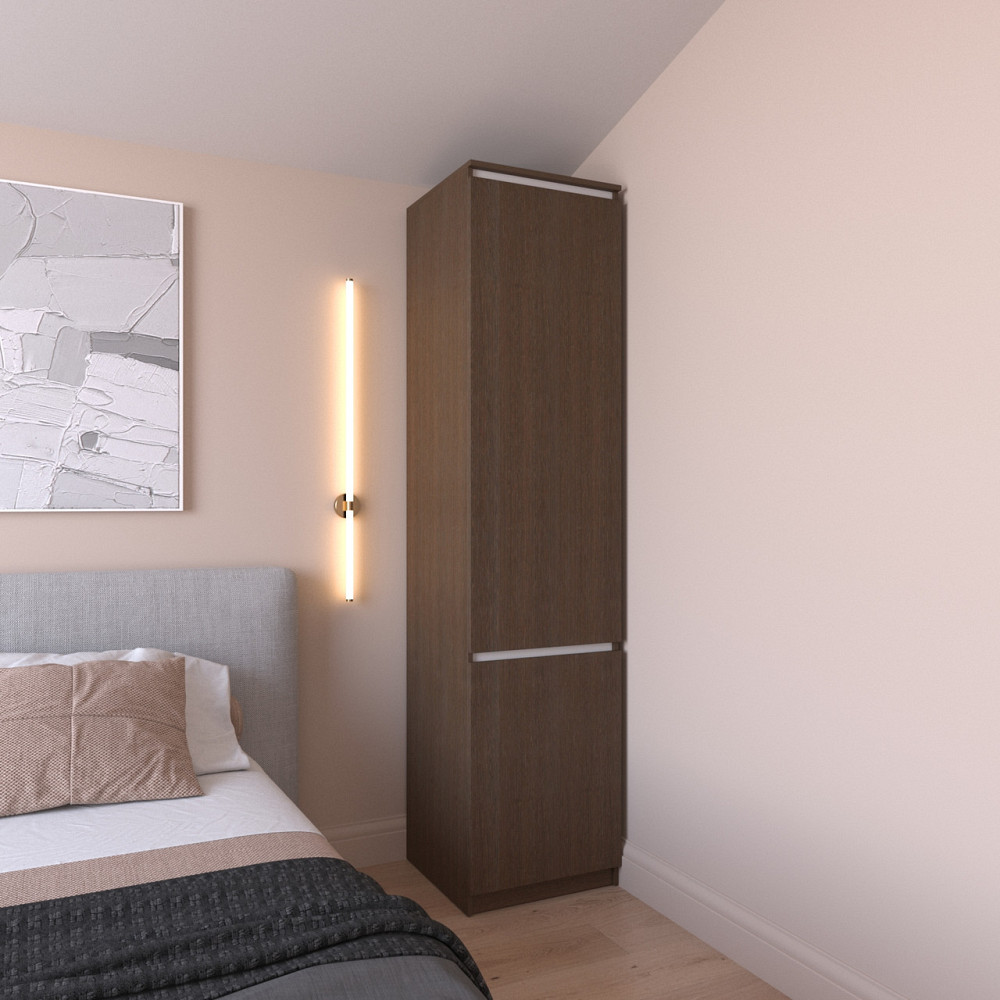Шафа пенал VAYS R-22 Венге Темний-Білі планки, з полицями, ЛДСП, 50×50×211 см - для одягу, білизни, зберігання, спальня, передпокій Львів - фото 1