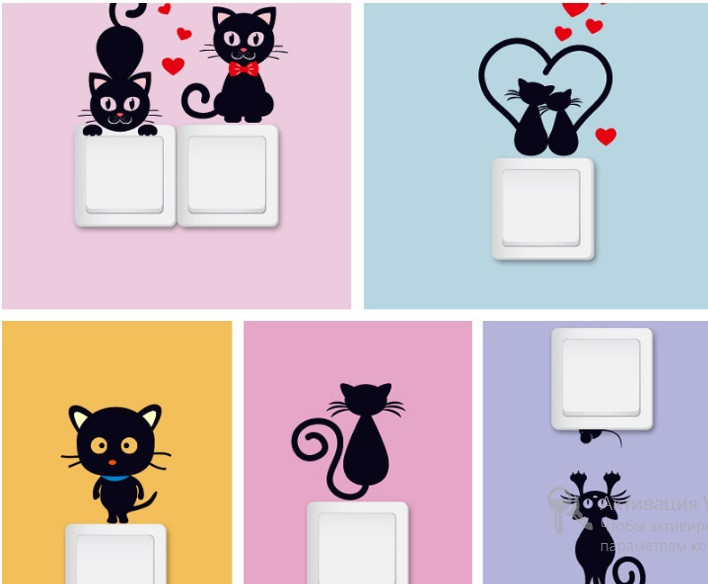 Декоративные наклейки на выключатель Котики Киев - изображение 1