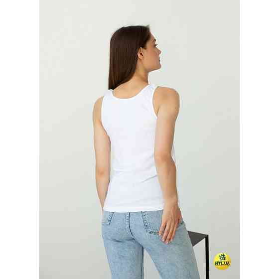 Базова однотонна жіноча майка з бавовни на широких бретелях Наталюкс 21-2110 M Київ