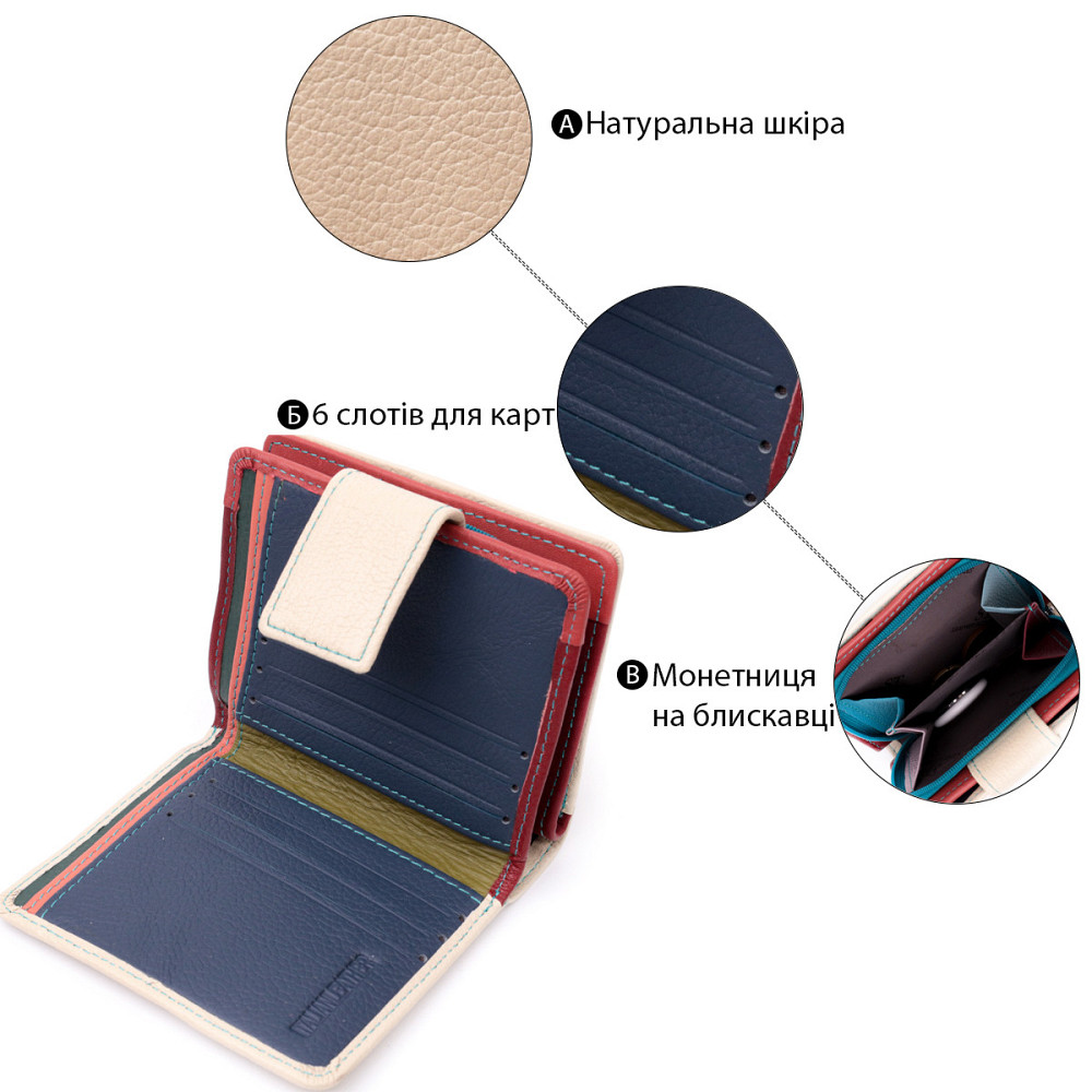 Жіночий гаманець із натуральної шкіри вертикального формату ST Leather 19440 Білий Київ - фото 8