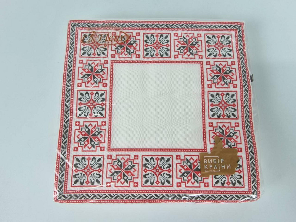 Бумажная двухслойная салфетка (ЗЗхЗЗ, 16шт)  La Fleur Симметричный орнамент (1308) (1 пачка) Харьков - изображение 1
