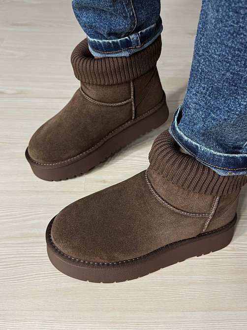 Уггі жіночі Hengji 56-7 з манжетом шкарпеткою на високій підошві коричневі, 40, 25 см Київ - фото 12