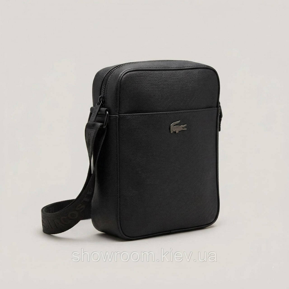 Чоловіча брендова барсетка, сумка Lacoste (2216-2) чорна Київ - фото 1