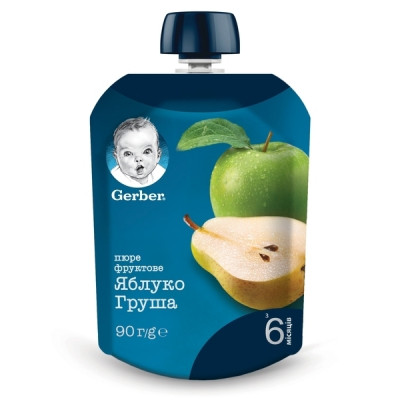 Дитяче пюре Gerber Pouch Яблуко і груша, 90 г (7613036345507) Вінниця - фото 1