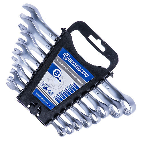 Набір ріжково-накидних ключів 8 шт. (8-19 мм) на холдере СТАНДАРТ NKK8ST Одеса - фото 1