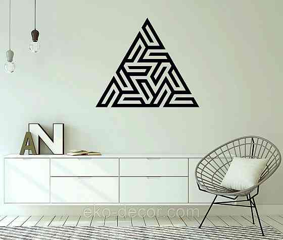 Декоративное настенное Панно «Треугольник» Декор на стену 90*90 см, Черный Киев