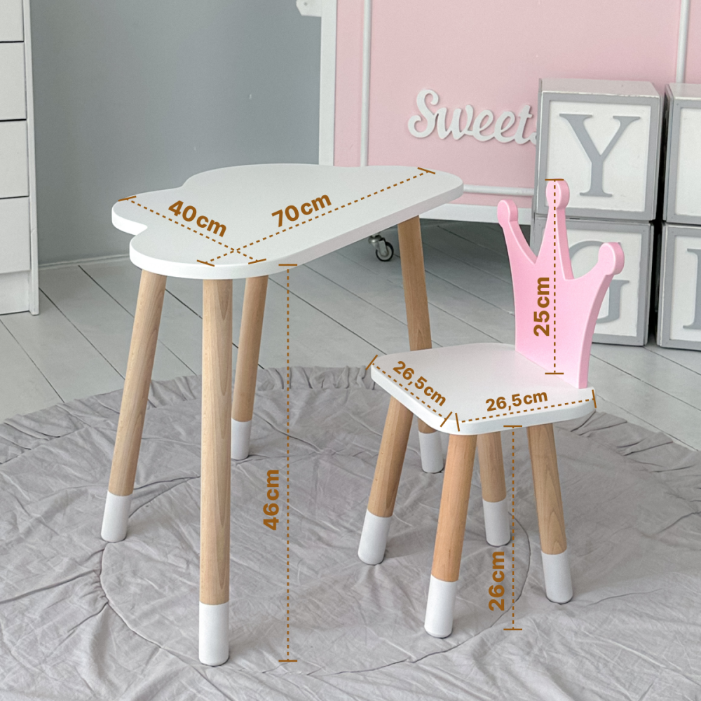 Стіл "Хмаринка" та стілець "Корона" для дитячої кімнати Київ - фото 1