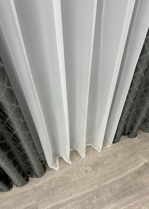 Шторна тканина жакард, колеція "SAPFIR" колір графітовий з бірюзовим 1754ш Київ - фото 6