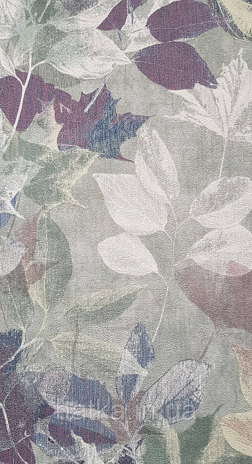 Шпалери вінілові на флізеліні Grandeco Time метрові квіти листя зелені бордові сині Київ - фото 1