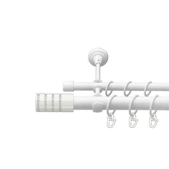 Карниз Orvit Барамелла металевий дворядний відкритий гладка труба кільце металеве Арктіс 25\16 мм 300 см Львов