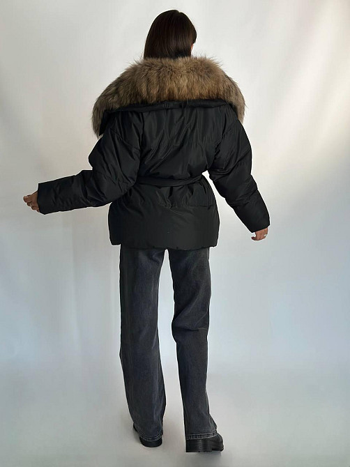 Женский зимний черный пуховик Aria Raccoon с натуральным мехом енота 44 Харьков - изображение 6