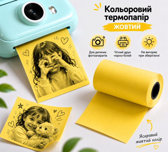 Кольорова термострічка для термофотоапаратів - жовта Київ