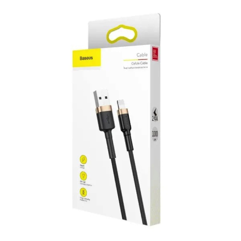 Кабель Baseus Cafule Cable USB - Lightning 2.4A 1m Gold+Black CALKLF-BV1 Одесса - изображение 2