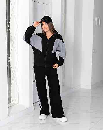 Спортивний флісовий костюм "Connect" | Норма та батал Чорний+сірий, 46-48 Київ