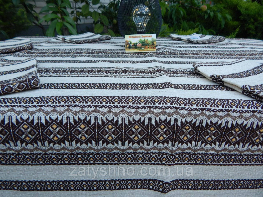 Кавова скатертина з сетами на льону 230×140 Київ - фото 3