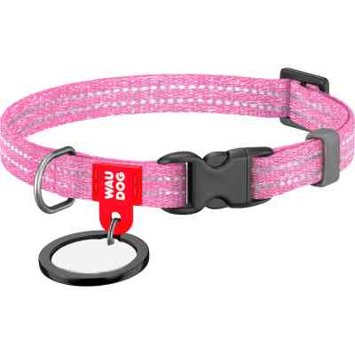 Нашийник для тварин WAUDOG Re-cotton з QR паспортом для котів та дрібних порід собак XS рожевий (16407) Вінниця