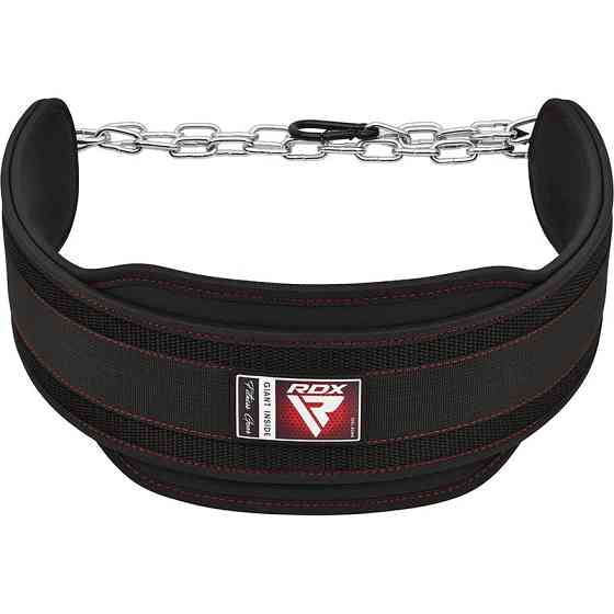 Пояс для обтяжень з цепом RDX T7 Dipping Belt 2 Layer неопреновий Black Кам'янське