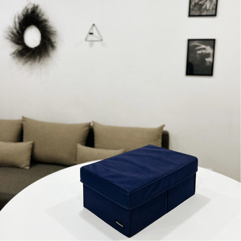 Ящик для зберігання на два відділення з кришкою 40x25x16 см HY-2V-kr (Синій) Суми - фото 6