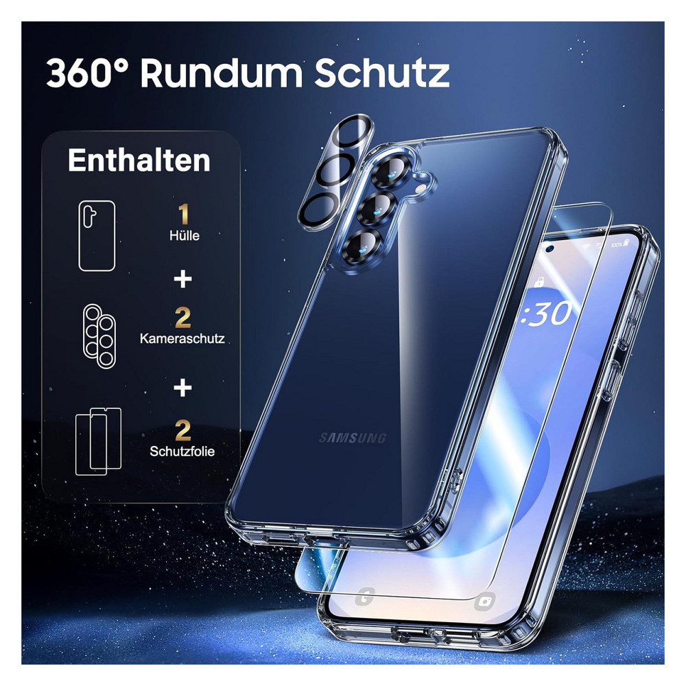 Чохол накладка UniqueMe для Samsung Galaxy S25 прозорий 5 в 1 2 скла і 2 захисти камери 9H антижовтіння Київ - фото 6
