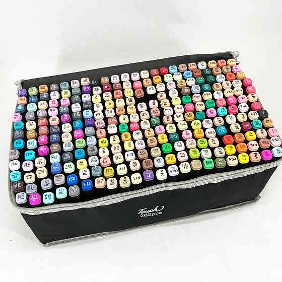 Набор цветных маркеров 262 шт, Набор качественных цветных двусторонних маркеров, Маркеры для дизайнеров UJ-74 Львов