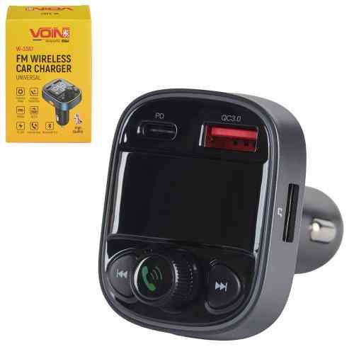 FM модулятор VOIN W-3387 з USB QC3.0, PD 18W, Bluetooth 5.0, вольтметр та Hands-Free для 12-24V Харків