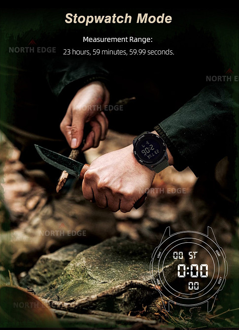 Годинник чоловічий водостійкий тактичний North Edge Terrax Brutal Green (2 ремінці) Вінниця - фото 4