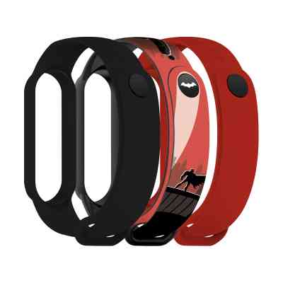 Ремінець до фітнес браслета Armorstandart комплект 3шт Xiaomi Mi Band 7/6/5 Bat siluet (ARM77057) Вінниця