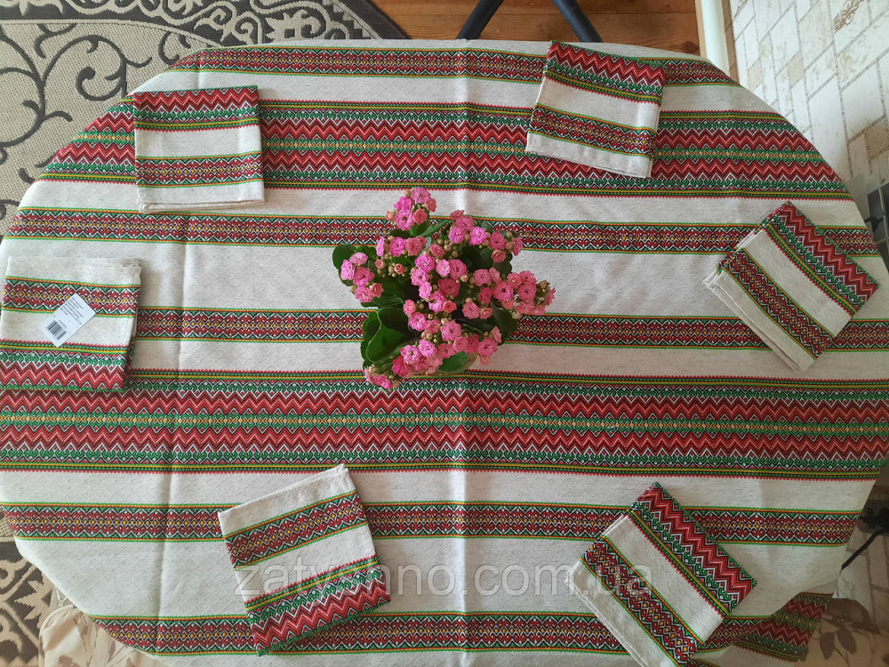 Вишита скатертина з серветками на великий стіл Київ - фото 9