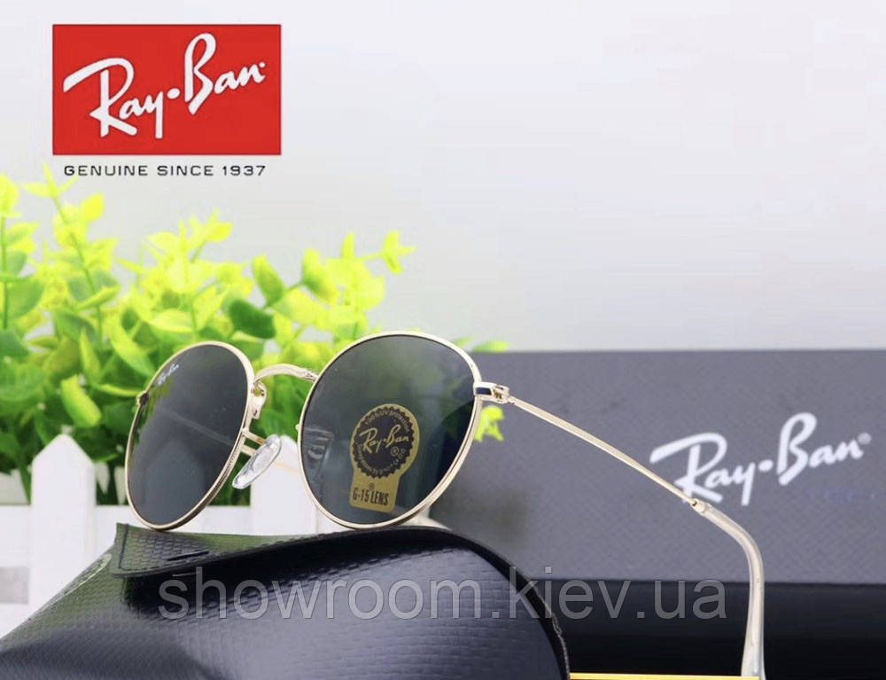 Чоловічі брендові сонцезахисні круглі окуляри Ray ban Round 3447-4 Київ - фото 3