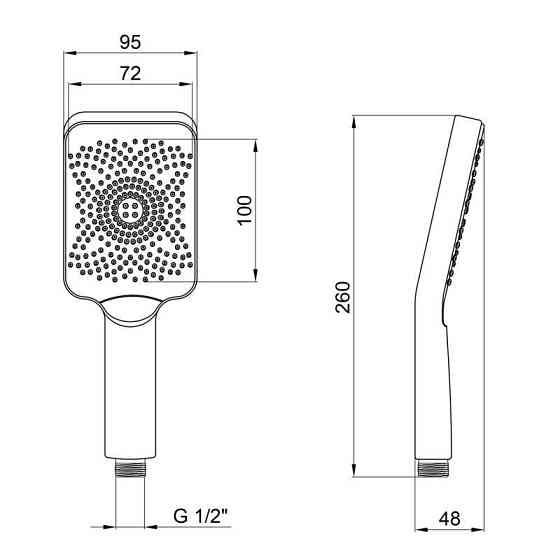 Лійка для ручного душу Lidz Niagara 33 145x95 мм прямокутна LDNIA33GRP48538 Graphite Київ