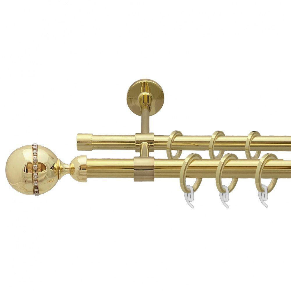 Карниз Orvit Кортеза металевий дворядний закритий гладка труба кільце фасонне металеве  Золото 19\16 мм 200 см Львов - изображение 1