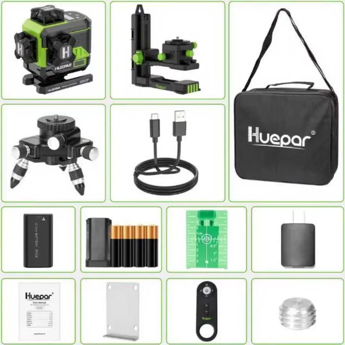 Лазерний рівень нівелір Huepar Z04CG 4D 16 ліній з Bluetooth і LCD-дисплей (1 акумулятор) Вінниця - фото 9