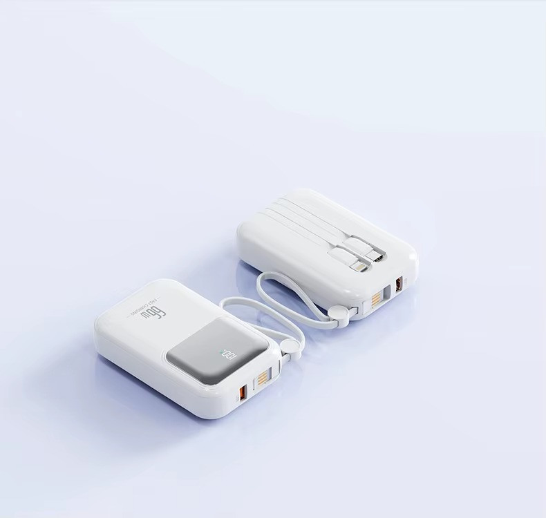 Павербанк 10000мАг з швидкою зарядкою 22.5Вт і вбудованими кабелями Type-C/Lightning/USB, Powerbank 22.5Вт White Кам'янець-Подільський - фото 6