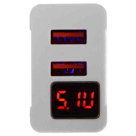 Зарядний пристрій з 2 USB та LED дисплеєм CX QC03 / Перехідник для заряджання телефон / Адаптер Київ